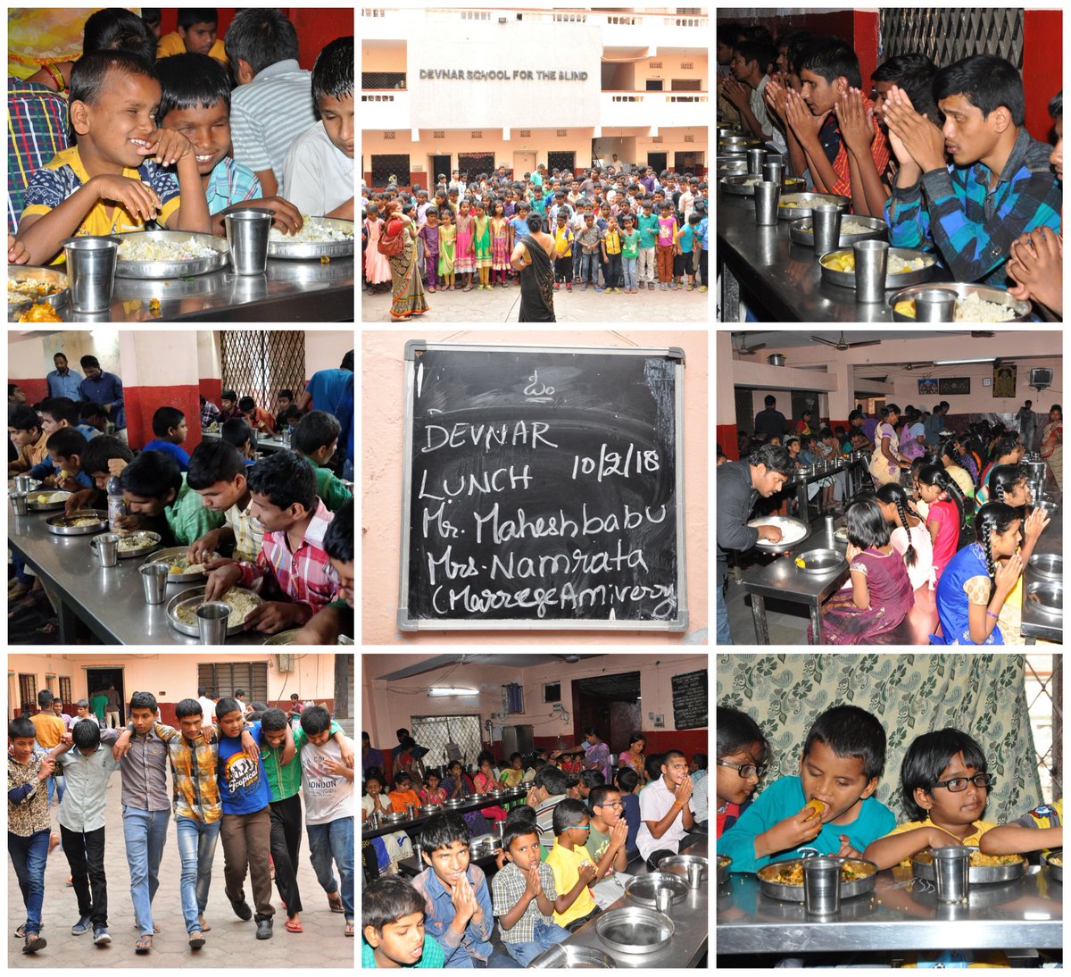 Mahesh and Namratha organize lunch for Blind Children