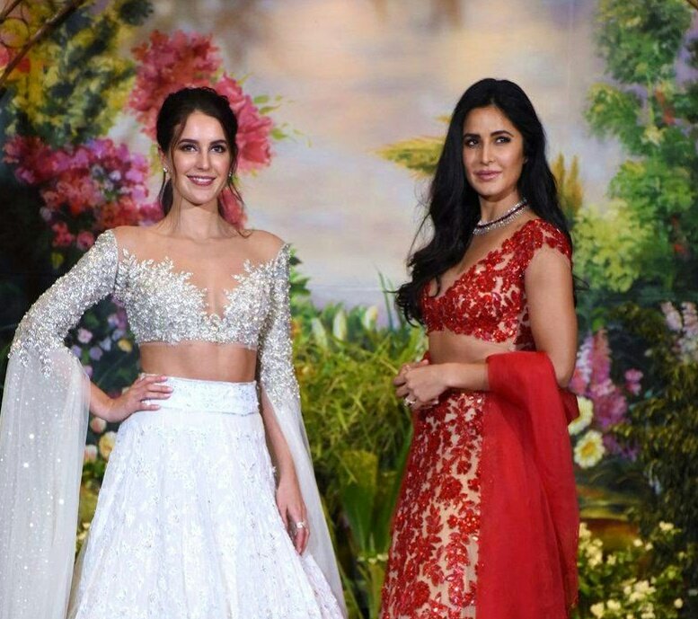 Katrina and her sister Isabelle at sonam’s wedding